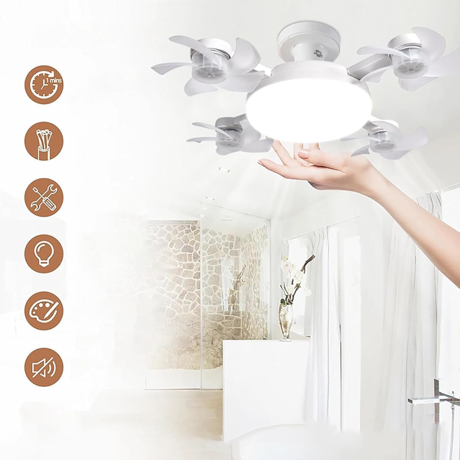 Lampara con Ventilador 4 Aspas