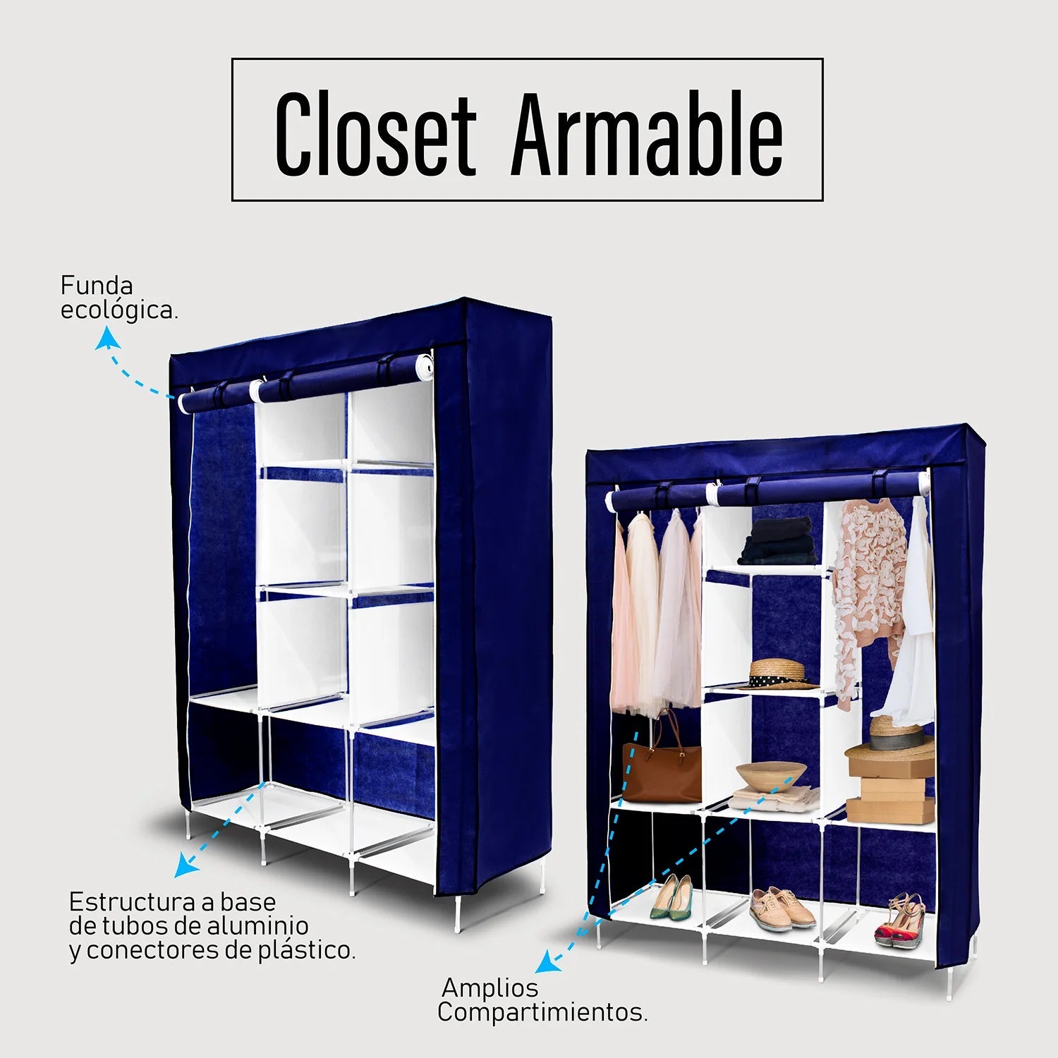 Closet Portátil de 3 Compartimientos