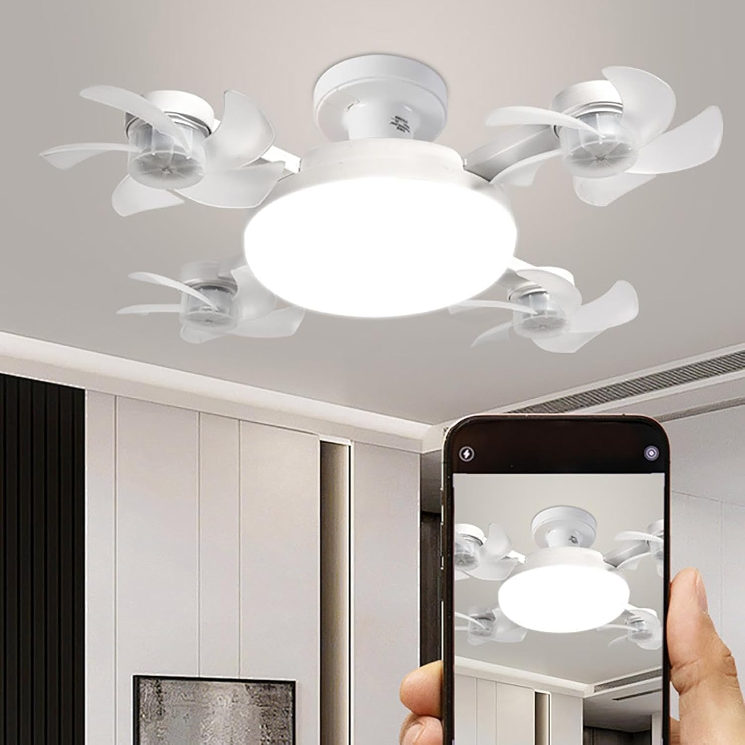 Lampara con Ventilador 4 Aspas