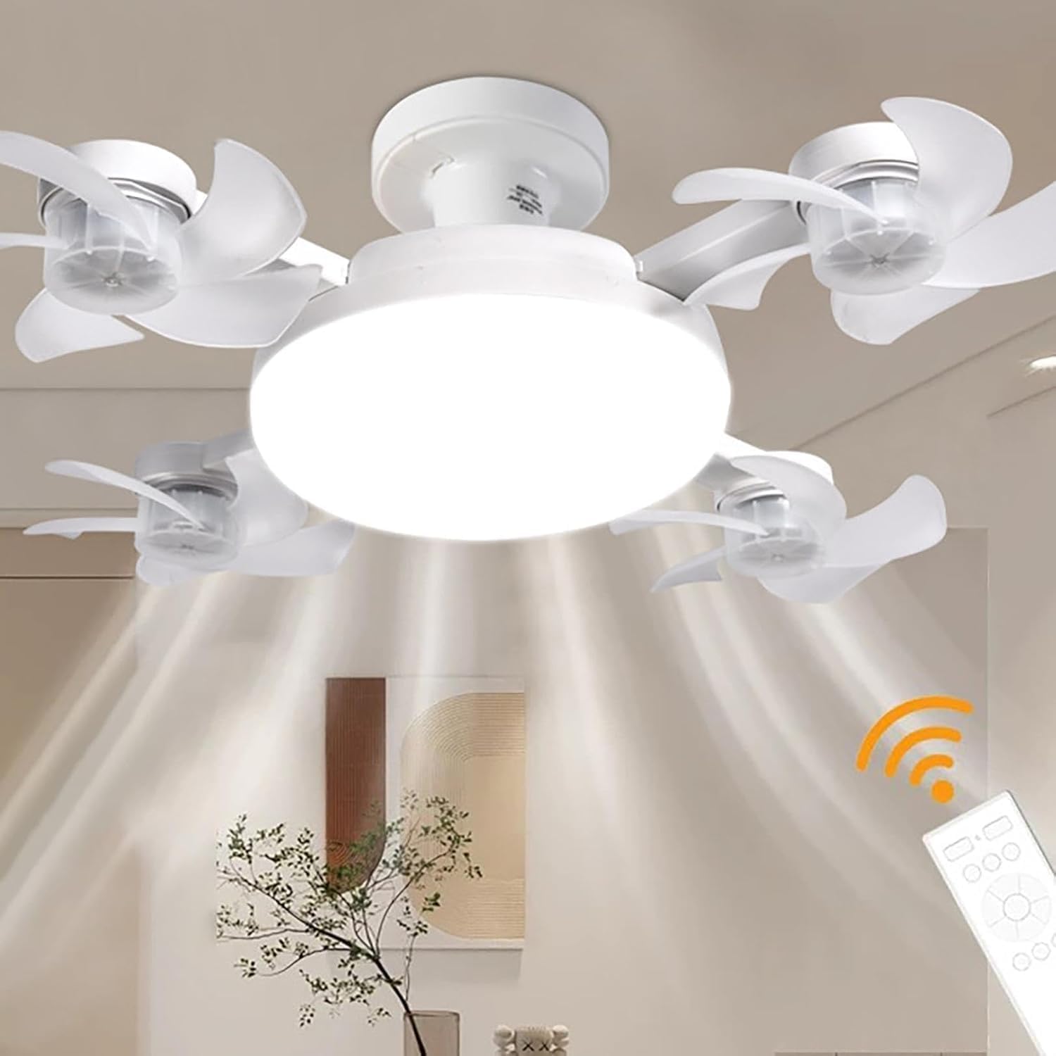 Lampara con Ventilador 4 Aspas